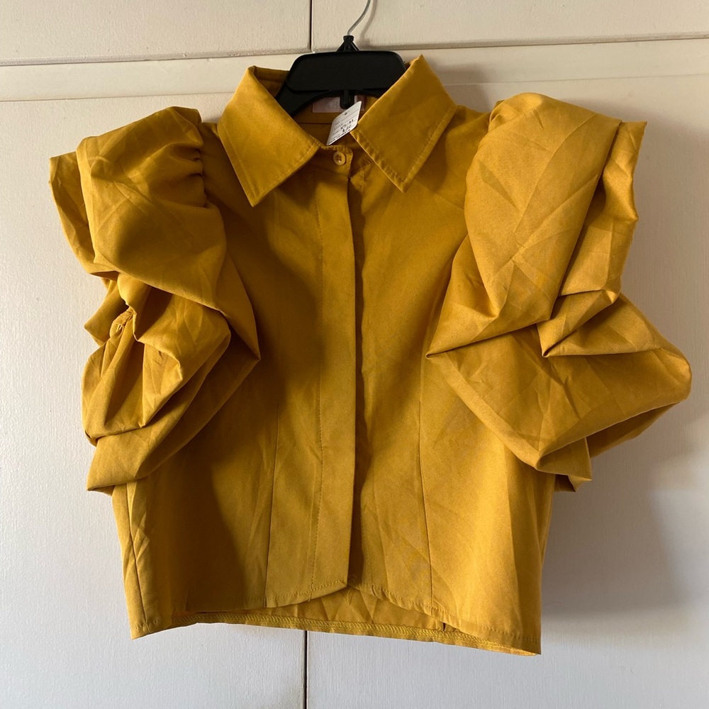 Chic Ruffled Yellow Blouse